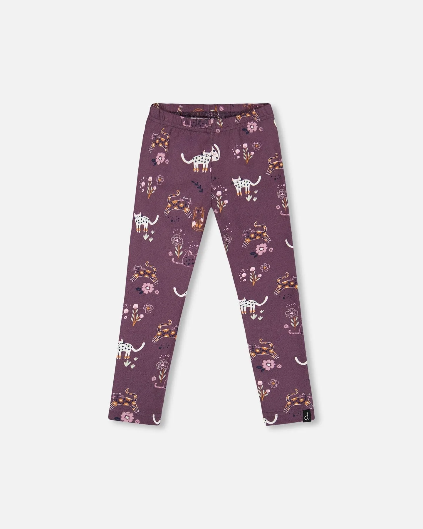 Jersey Leggings Mauve Printed Cats