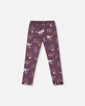 Jersey Leggings Mauve Printed Cats