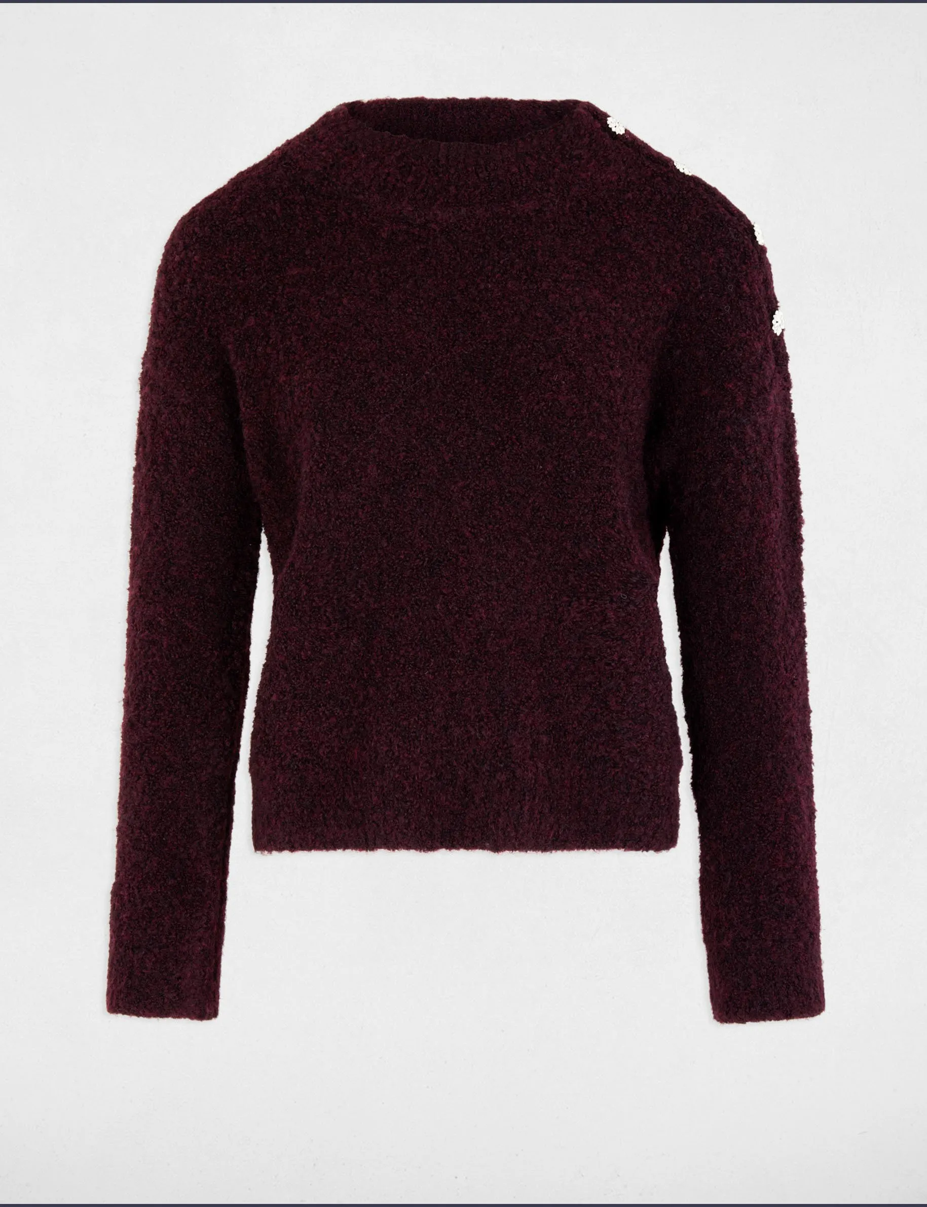 Jumper high collar and buttons plum women