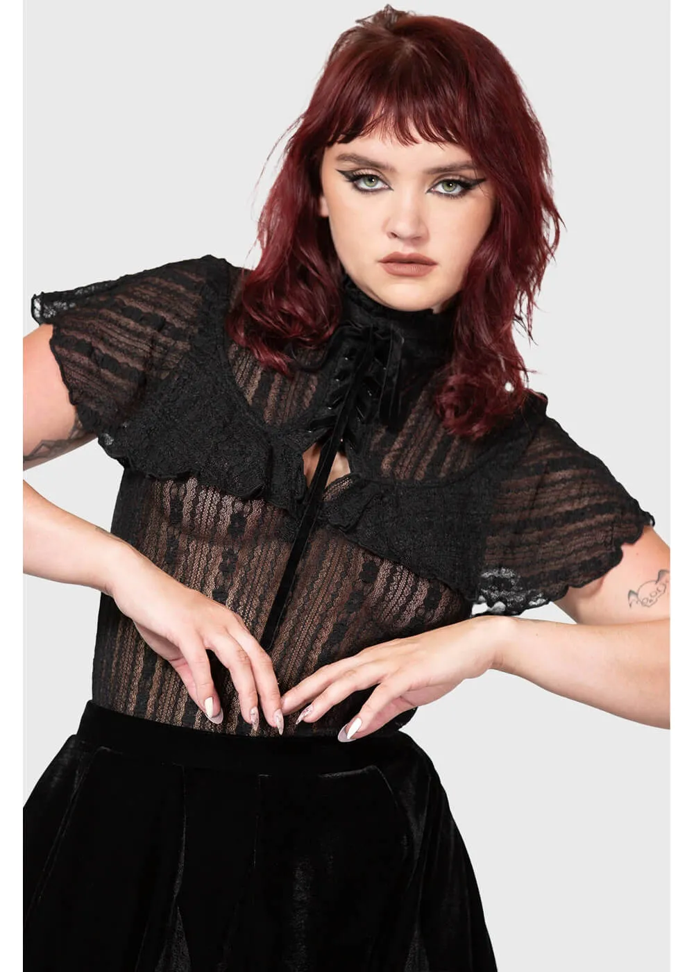 Killstar Atala's Night Lace Top Black