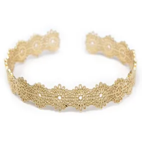 Lace Design Cuff Bracelet Gold Tone