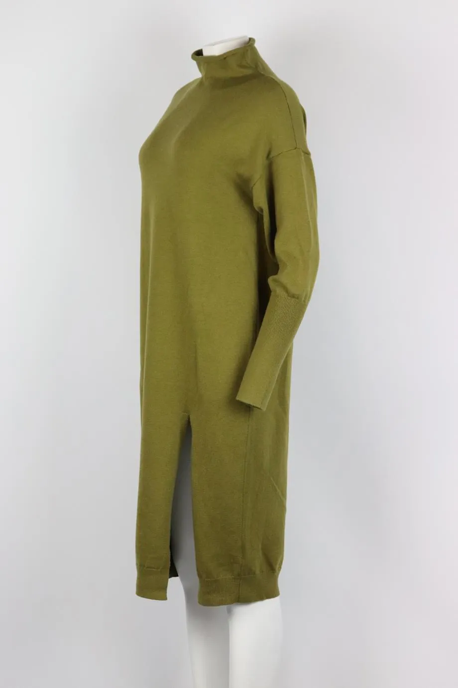 LINE AND DOT KNITTED TURTLENECK MIDI DRESS SMALL