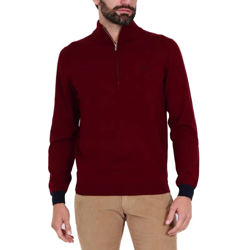 MAGLIA UOMO MEZZA ZIP, BORDEAUX