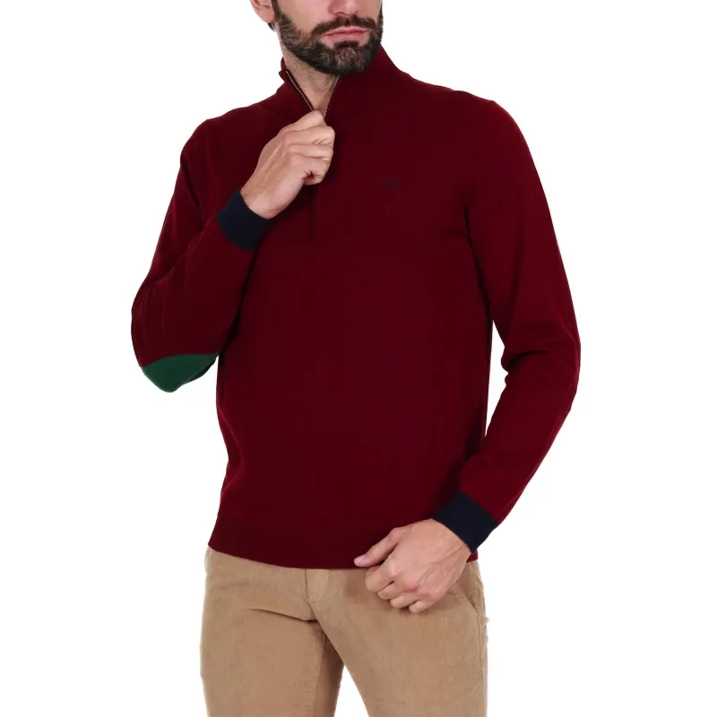 MAGLIA UOMO MEZZA ZIP, BORDEAUX