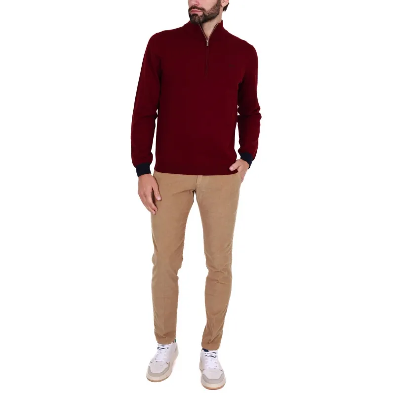 MAGLIA UOMO MEZZA ZIP, BORDEAUX