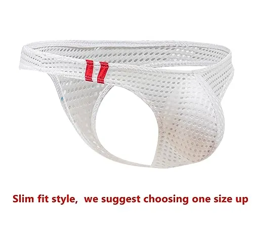 Maiclaice Men's Spandex Thong Low Rise G-string Athletic Bikini Bulge Briefs Underwear White Medium