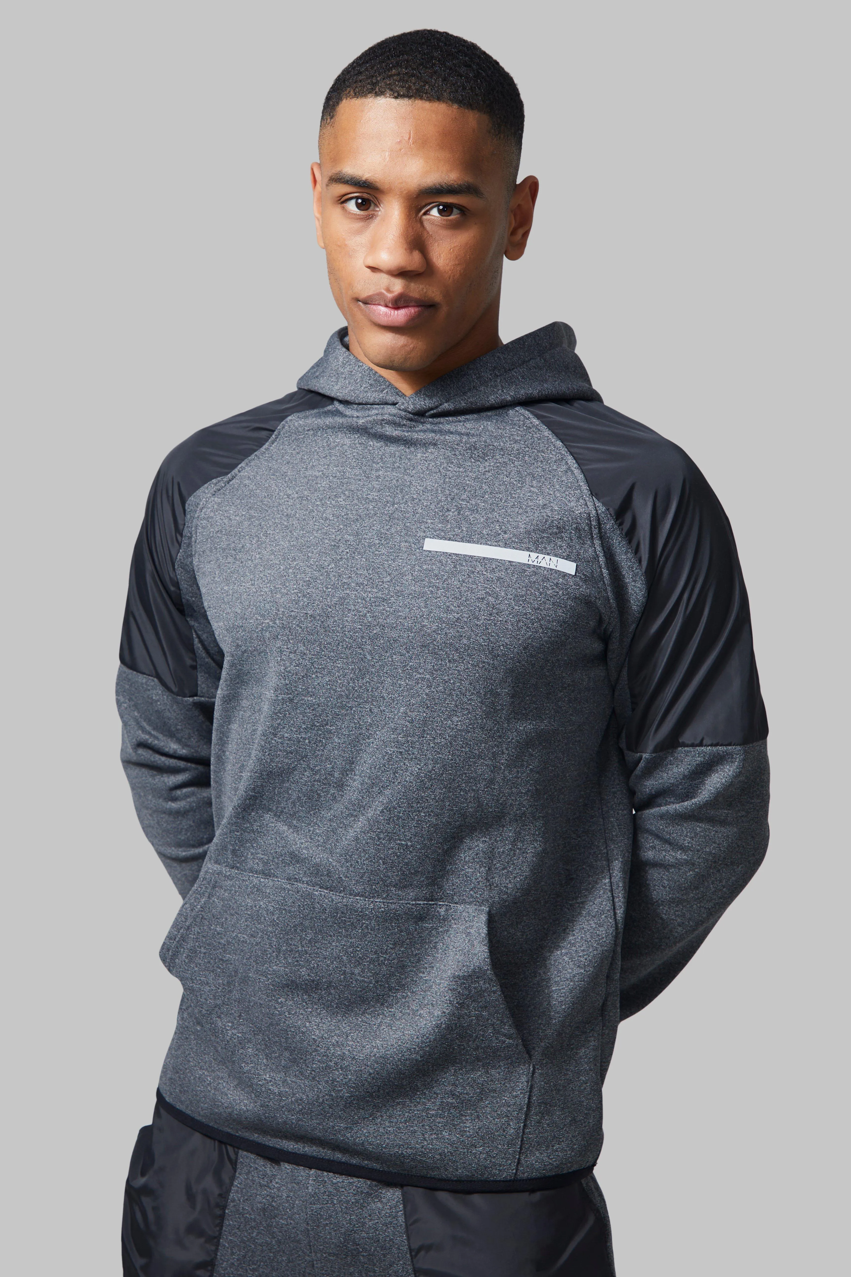 Man Active Marl Raglan Hoodie