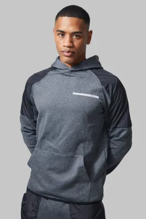 Man Active Marl Raglan Hoodie