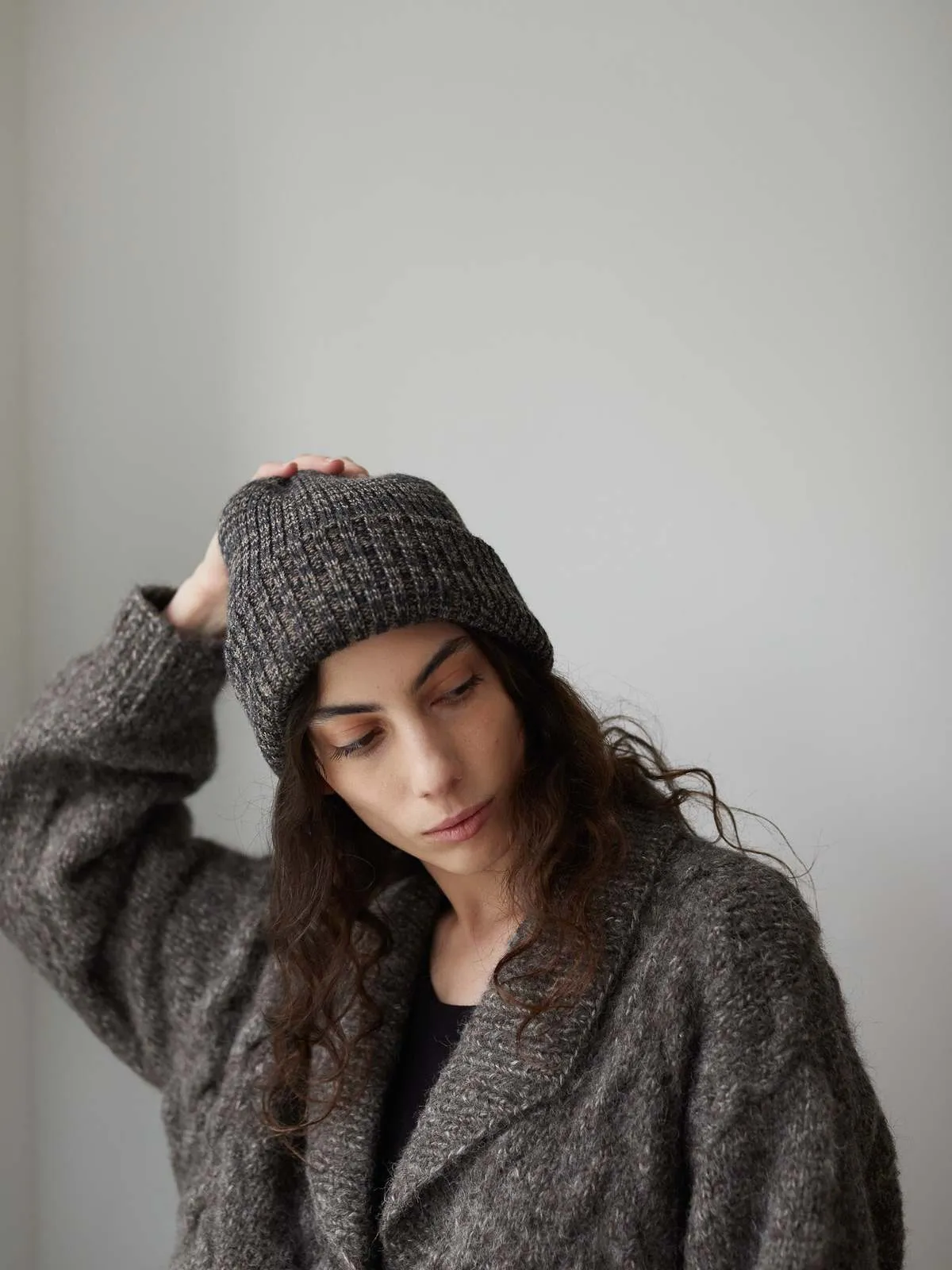 Marled Rib Hat - Smoke