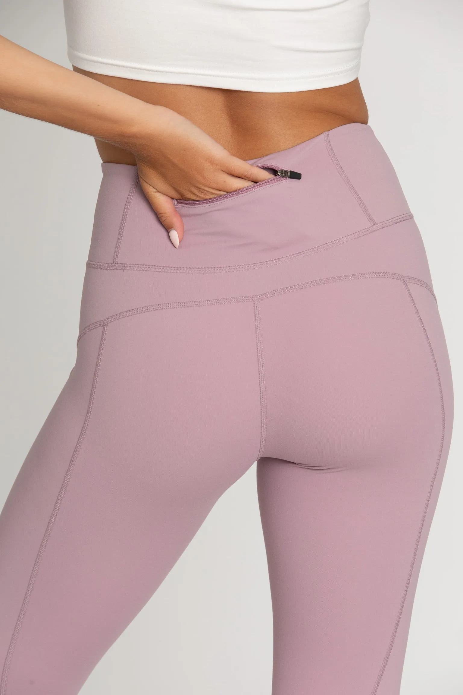 Mauve Mist Zipper Lined Leggings