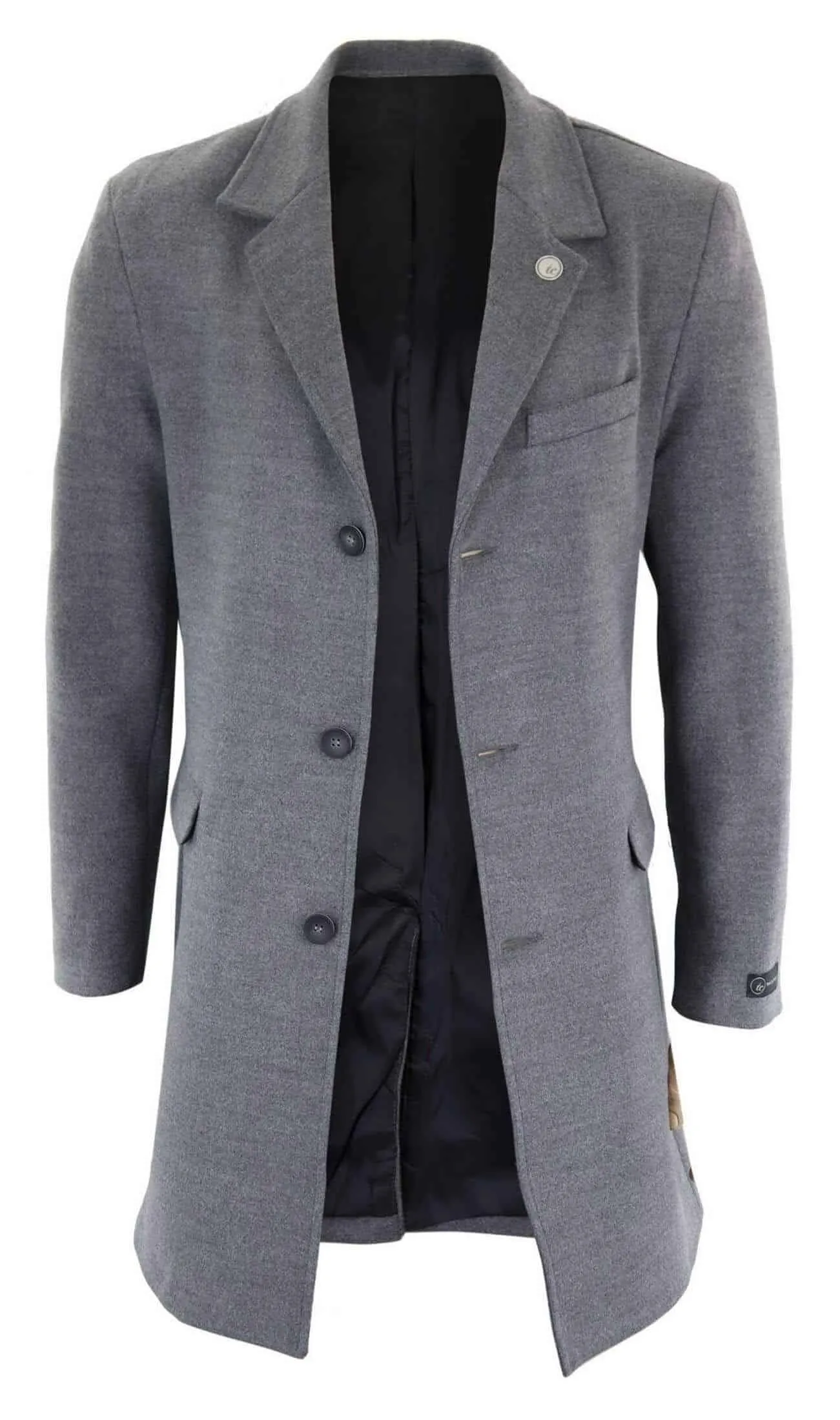 Men's Classic Wool Long Overcoat-Grey