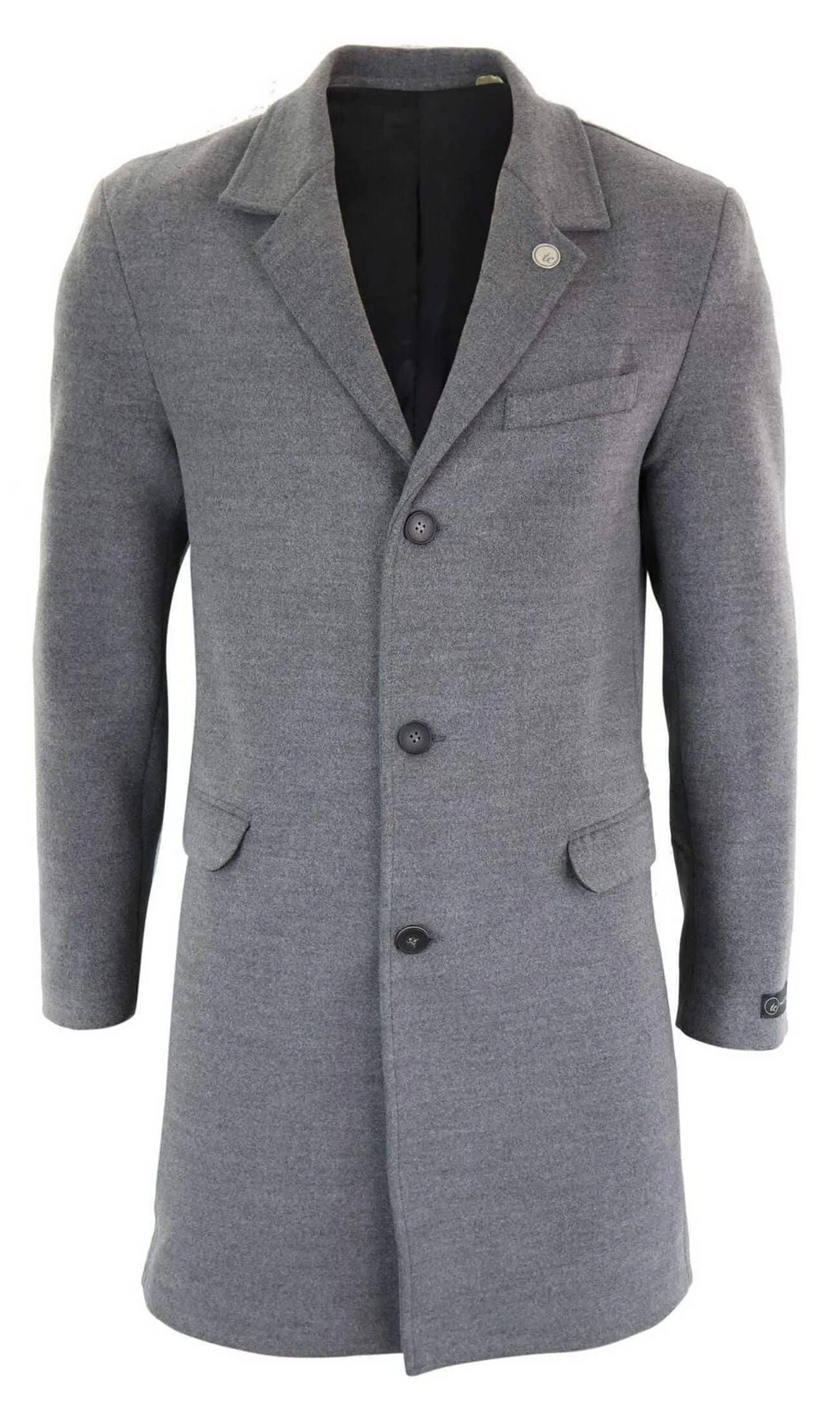 Men's Classic Wool Long Overcoat-Grey