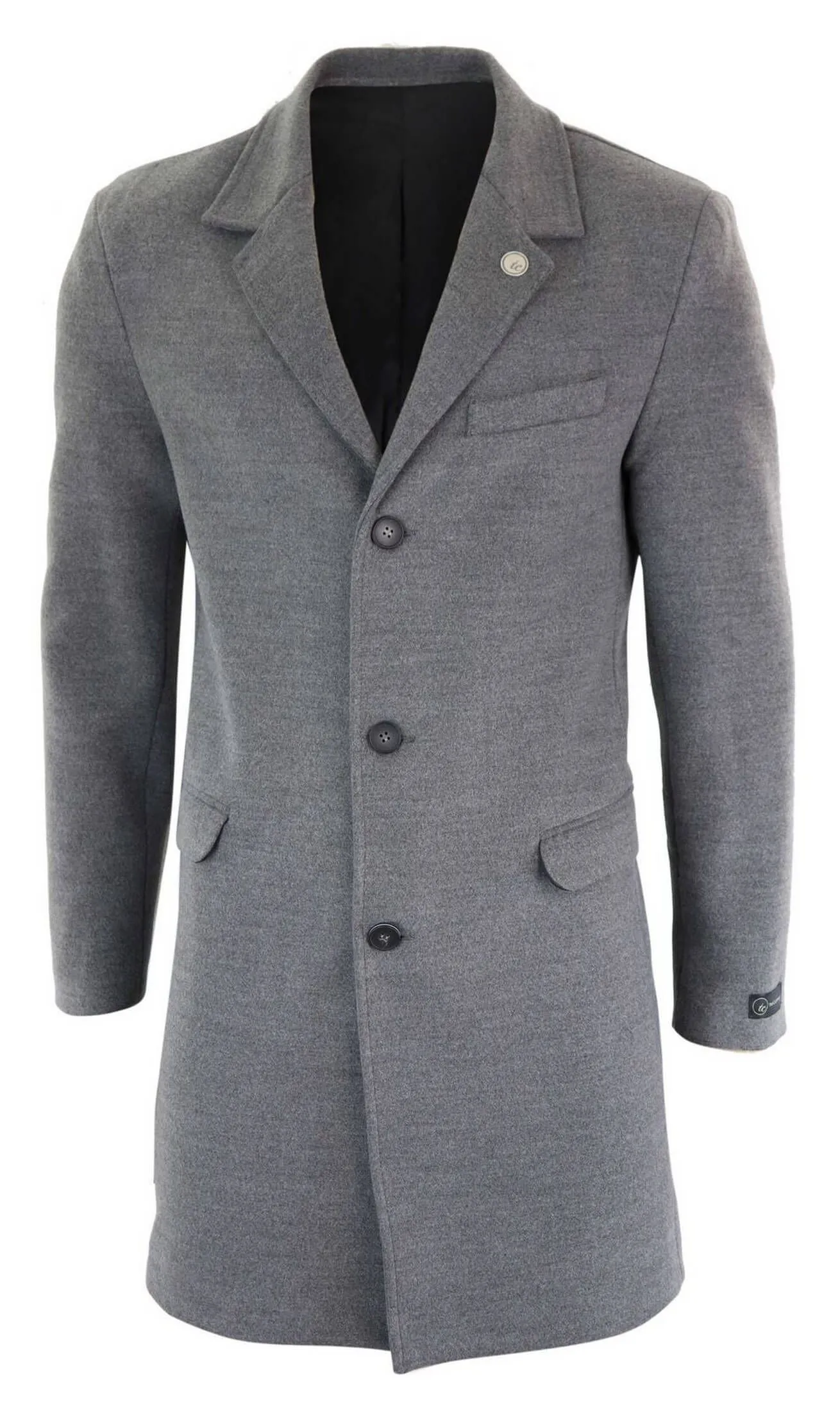 Men's Classic Wool Long Overcoat-Grey