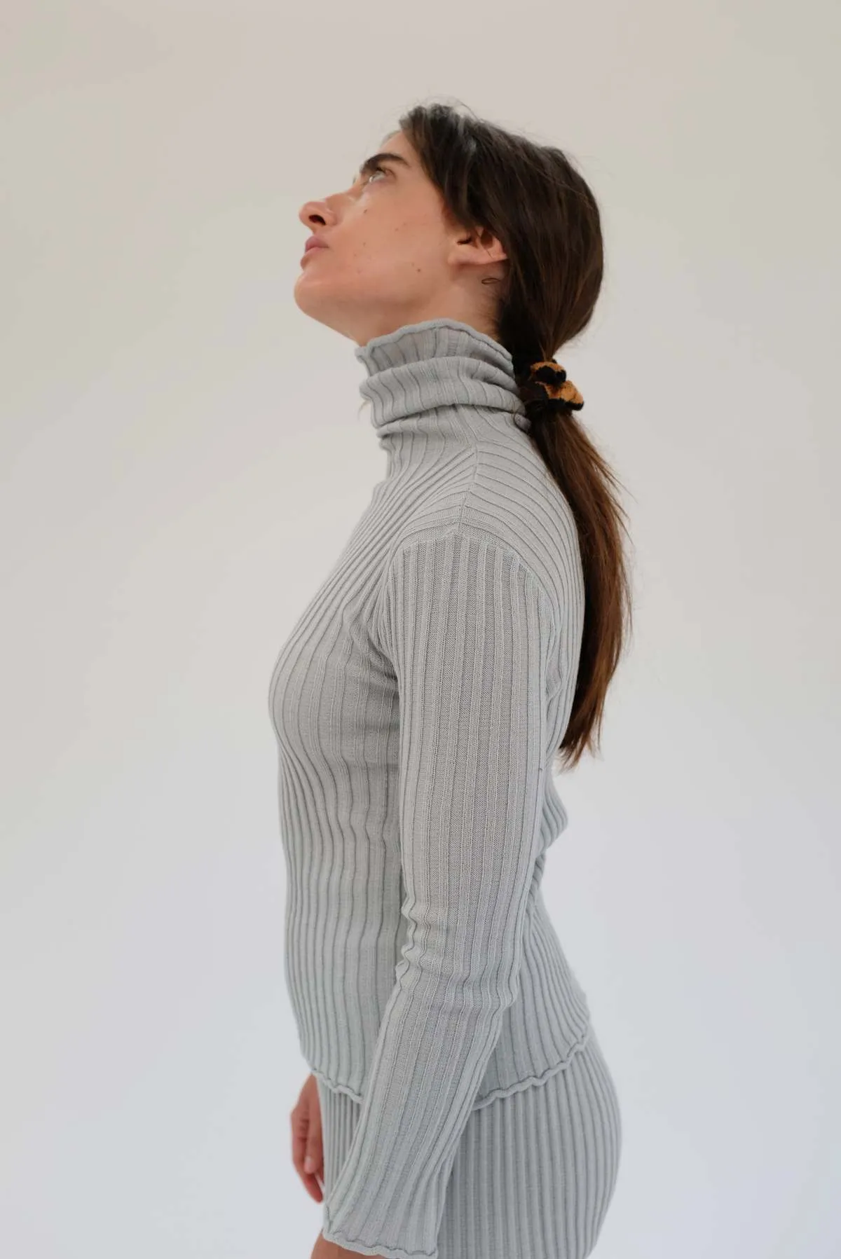 Merino Ribbed Turtleneck - Cement