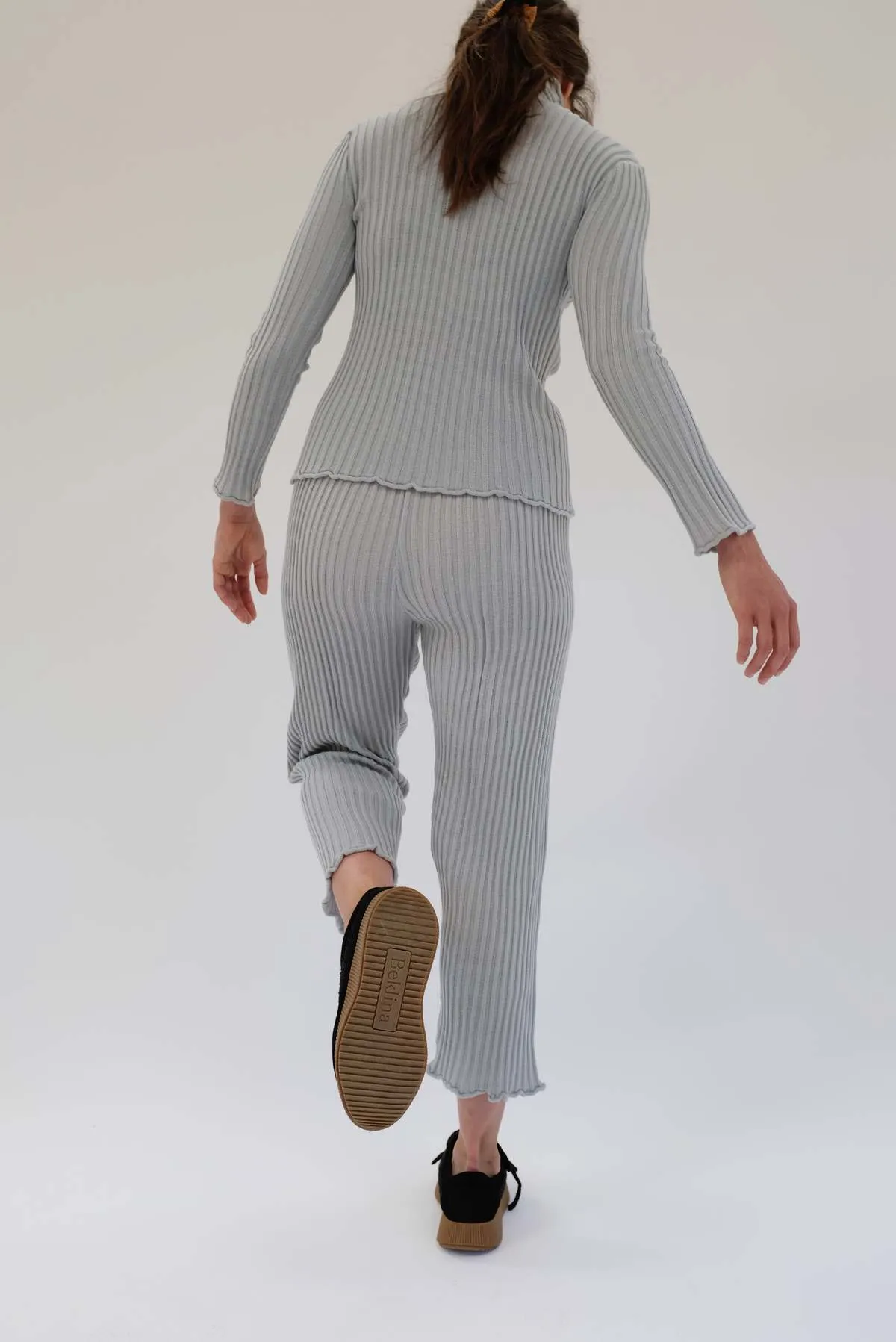 Merino Ribbed Turtleneck - Cement