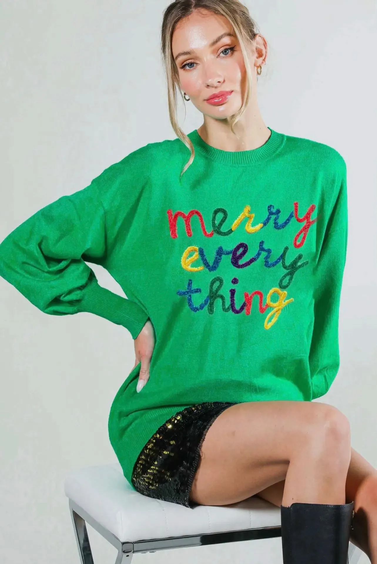 Merry Everything Crewneck Knit Sweater