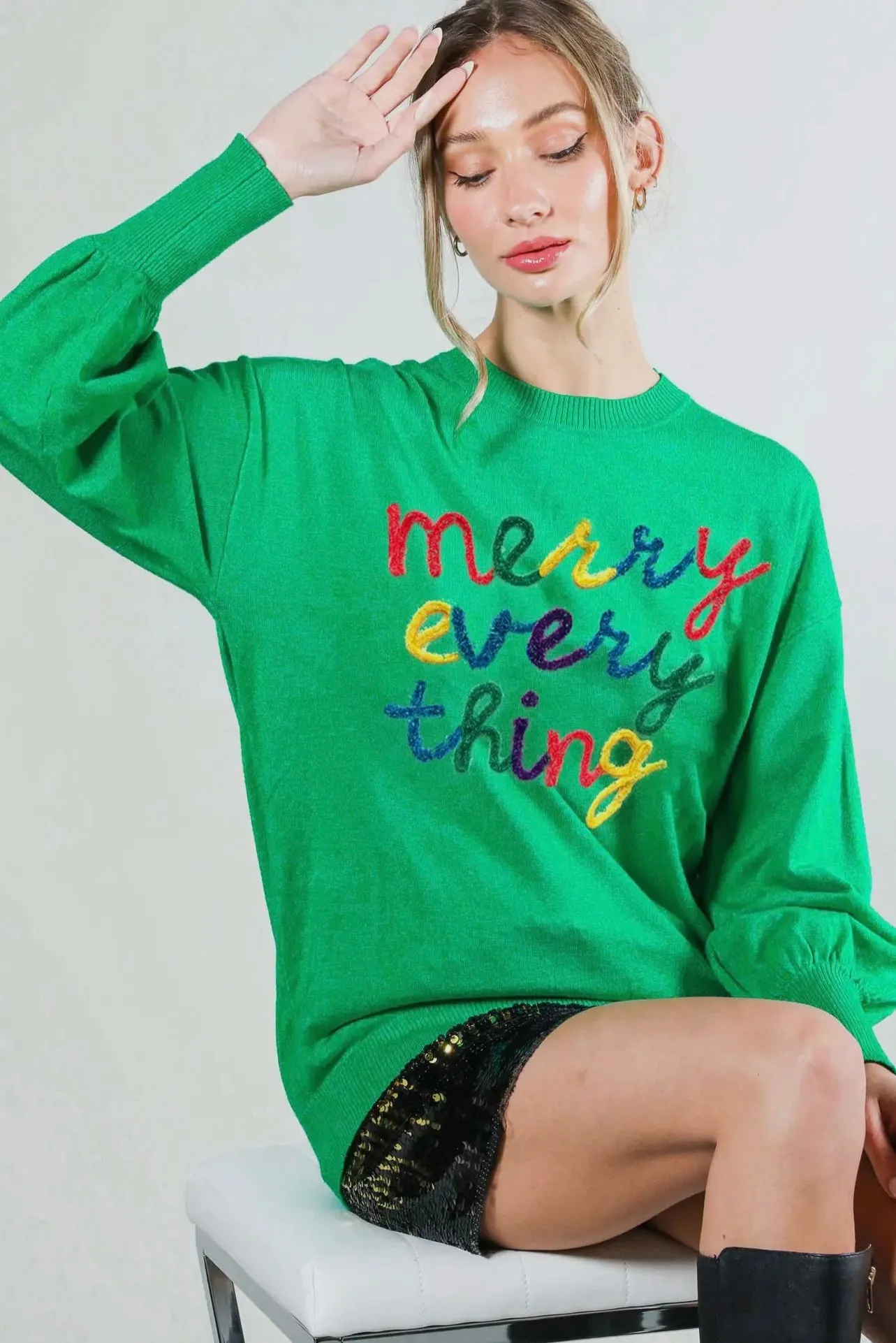 Merry Everything Crewneck Knit Sweater