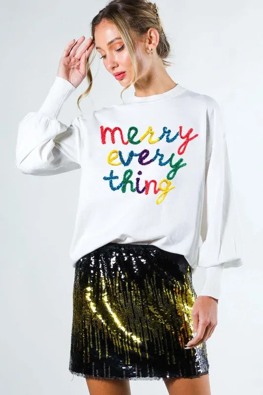 Merry Everything Crewneck Knit Sweater