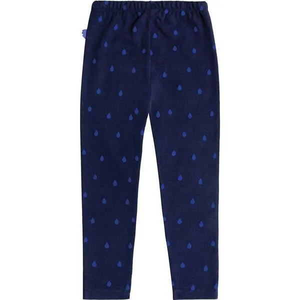 Mon Coeur Raindrops Kid Leggings, Navy and Peri