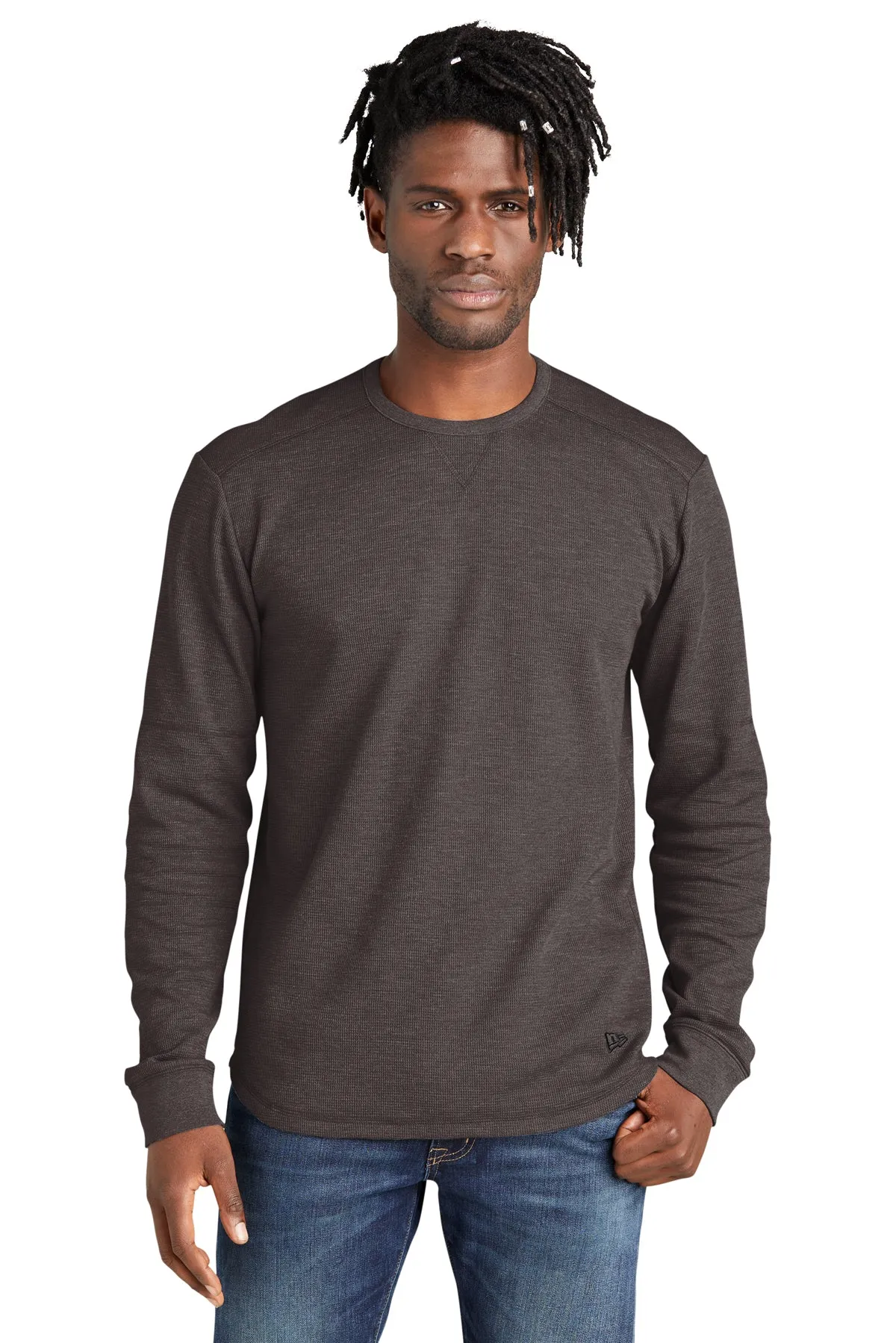 New Era Thermal Long Sleeve Custom T Shirts, Black Heather