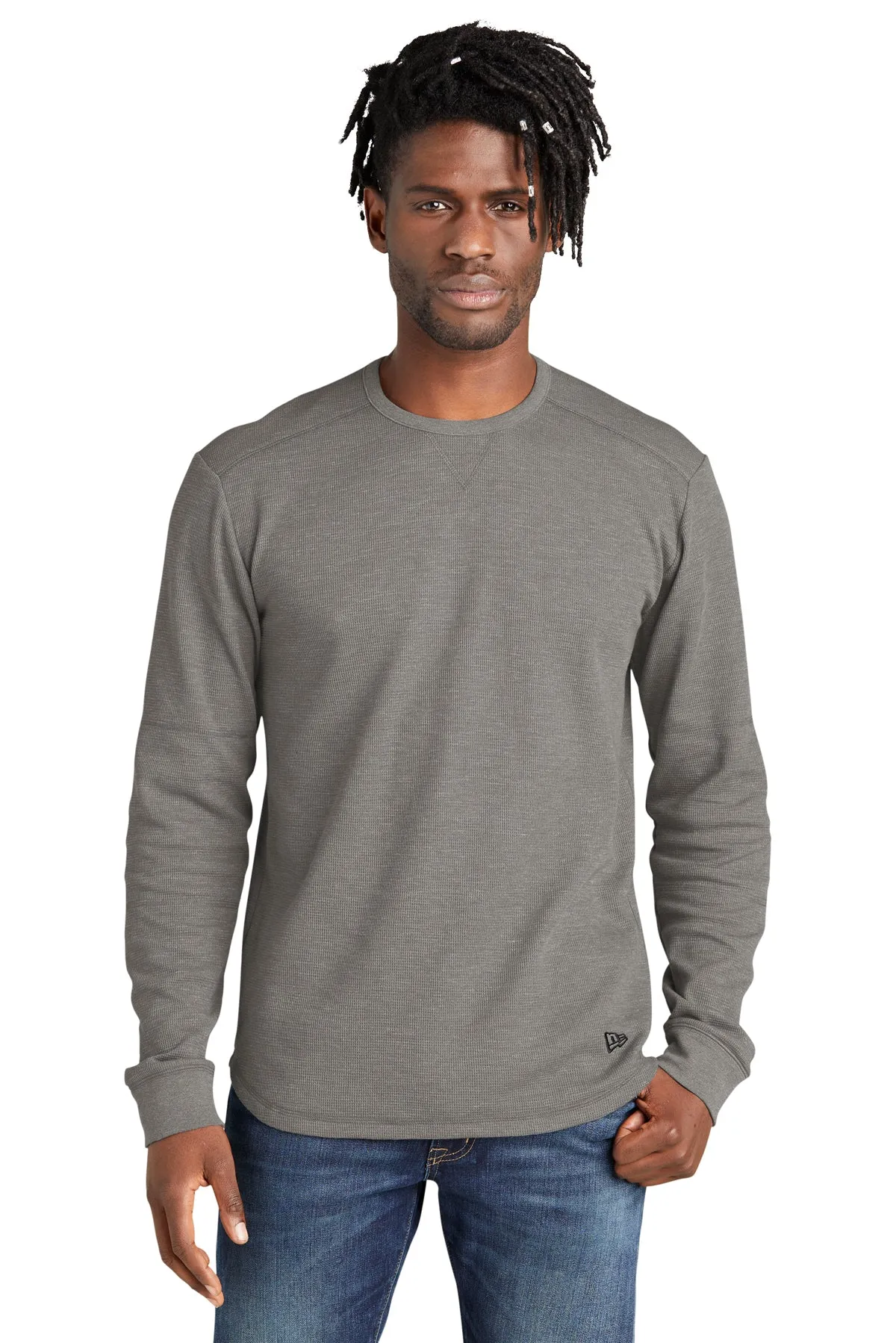 New Era Thermal Long Sleeve Custom T Shirts, Shadow Grey Heather