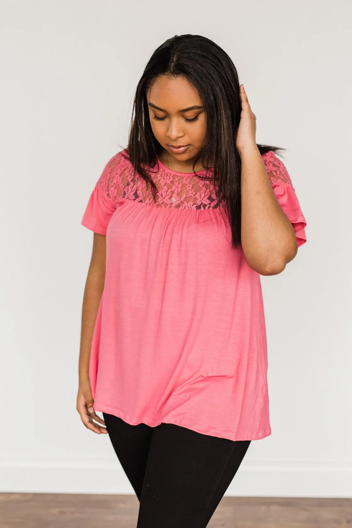 Now & Forever Yours Lace Top- Bubblegum Pink