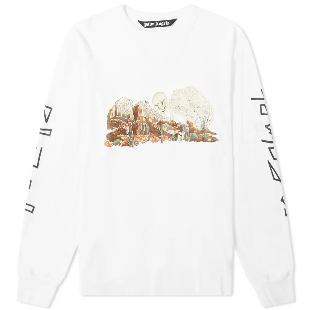 Palm Angels Long Sleeve Desert Skull T-ShirtWhite