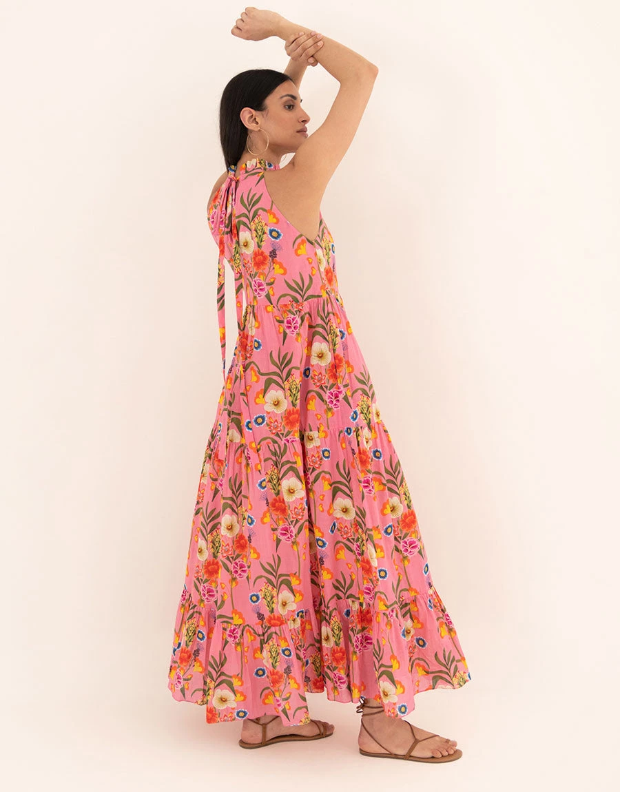 --Pandora Voile Maxi Dress  Vila Floral Pink-