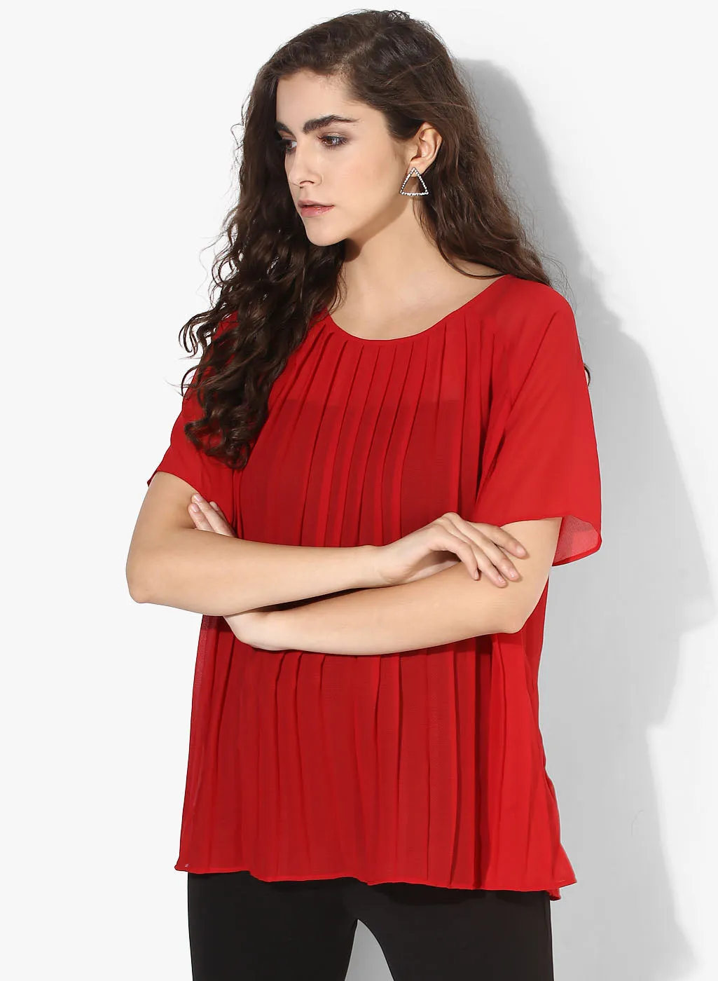 Pleated Raglan Sleeves Top