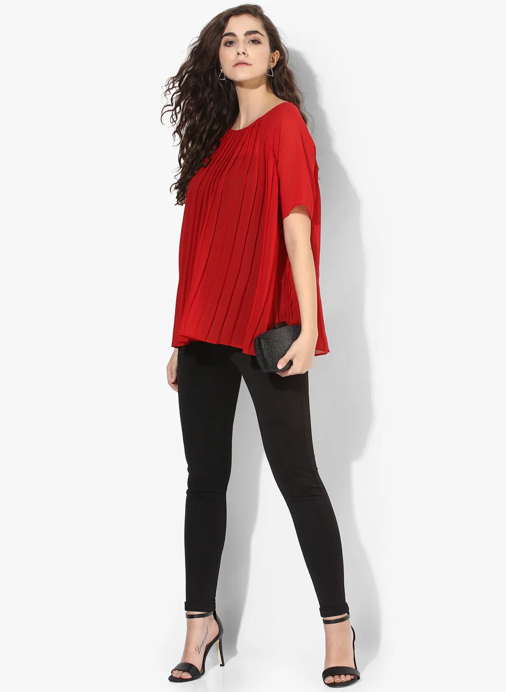 Pleated Raglan Sleeves Top