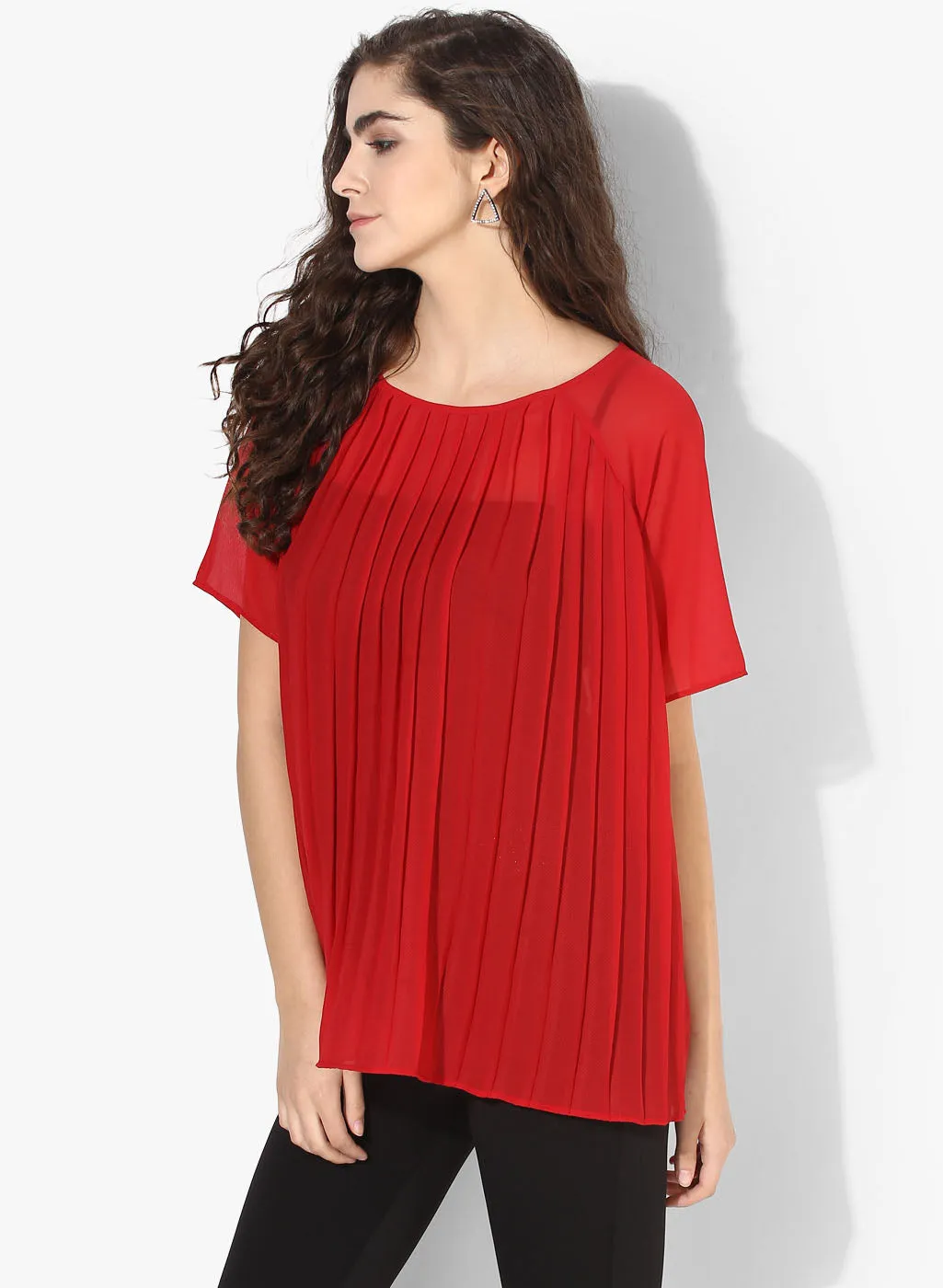 Pleated Raglan Sleeves Top