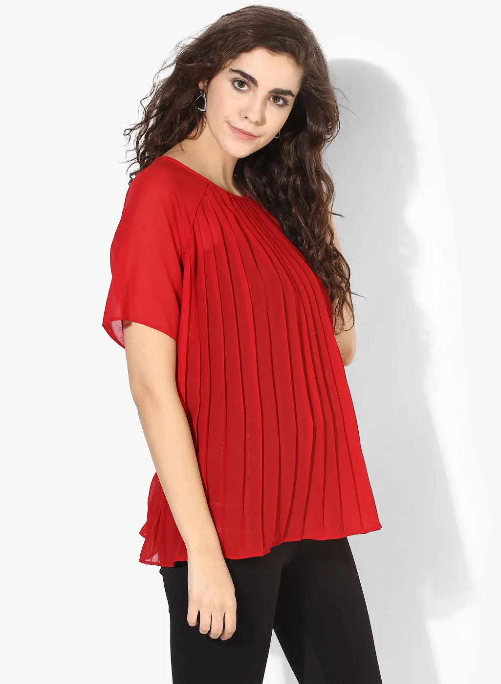 Pleated Raglan Sleeves Top