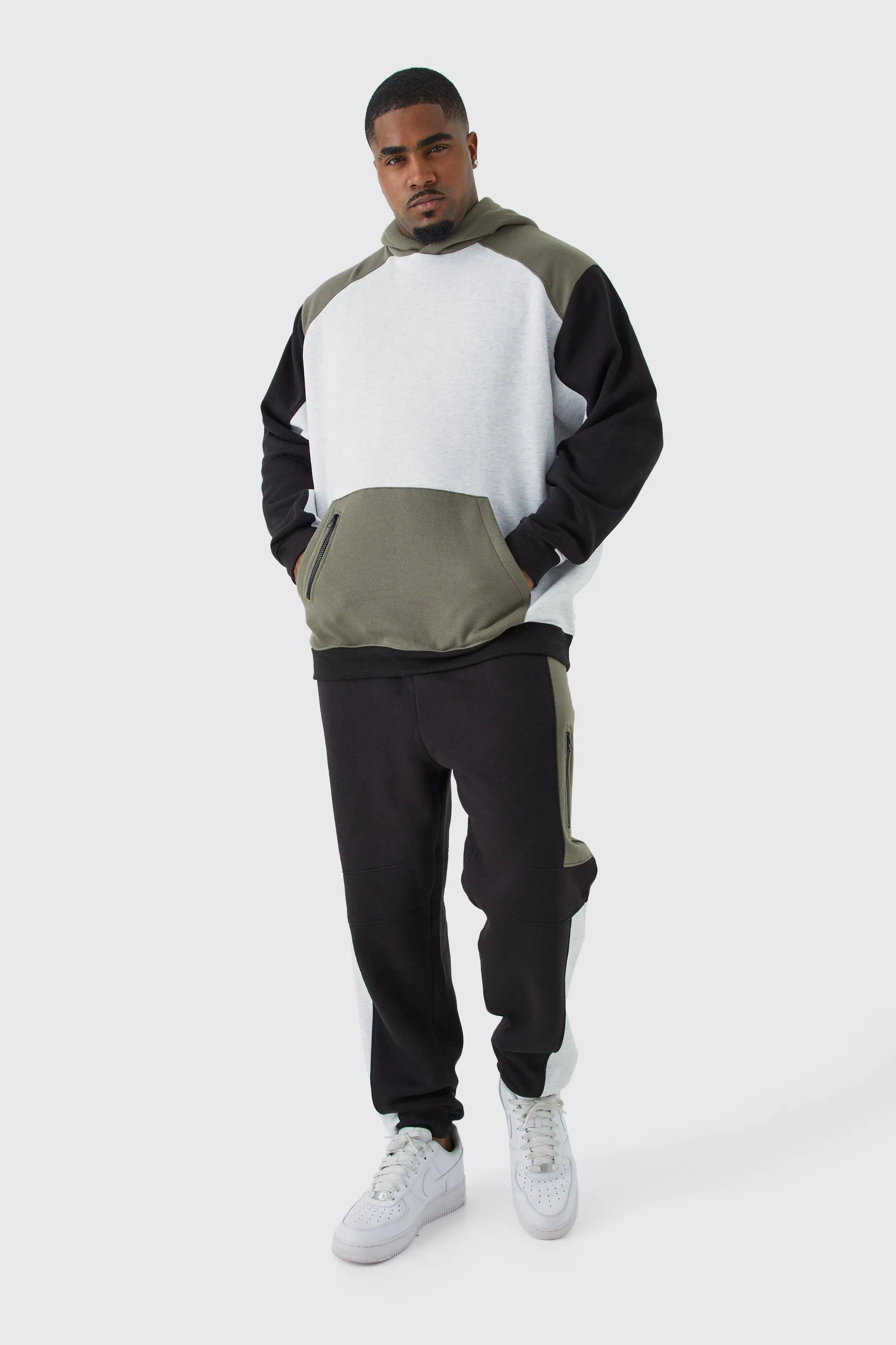 Plus Raglan Color Block Hooded Tracksuit