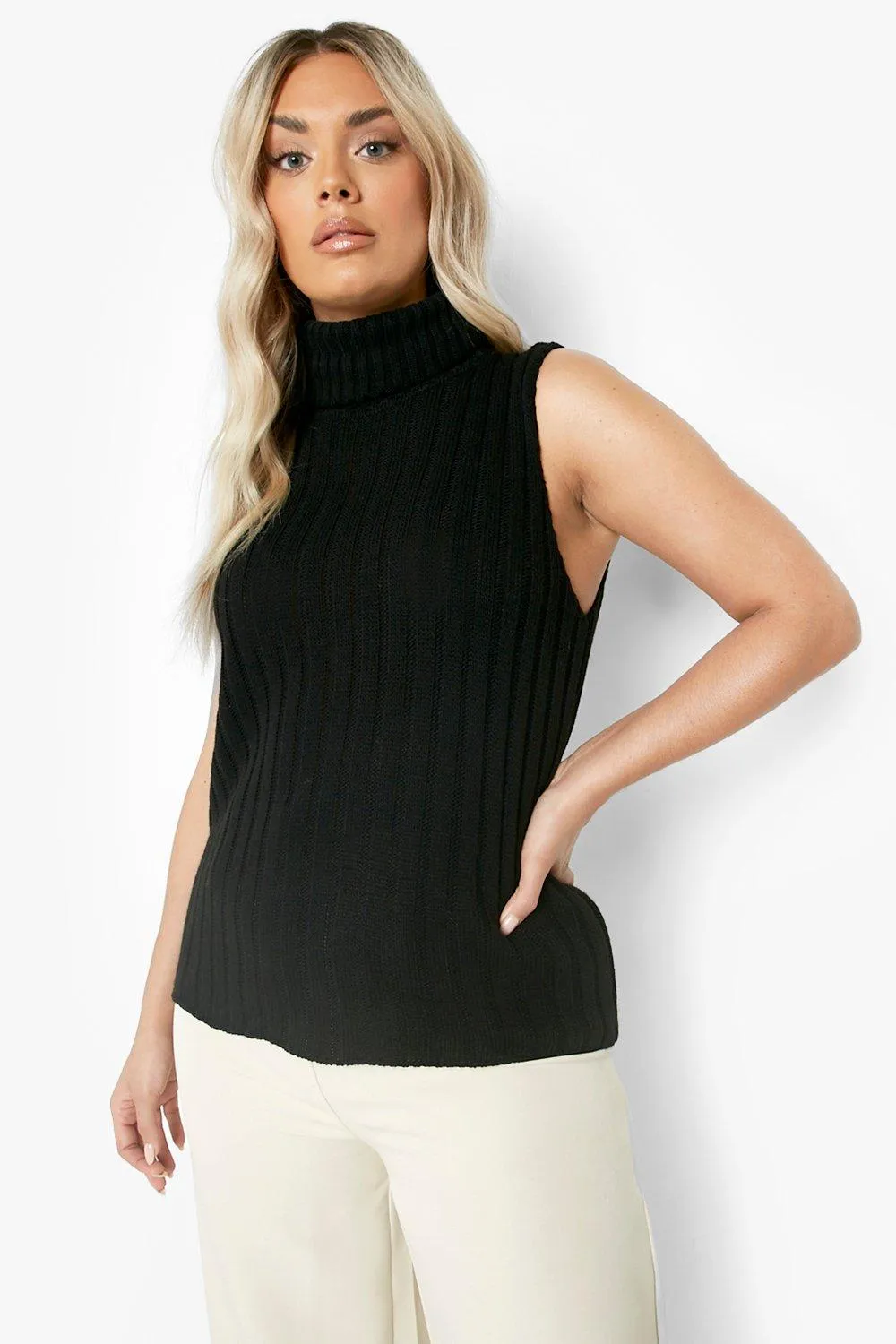 Plus Turtleneck Knitted Tank