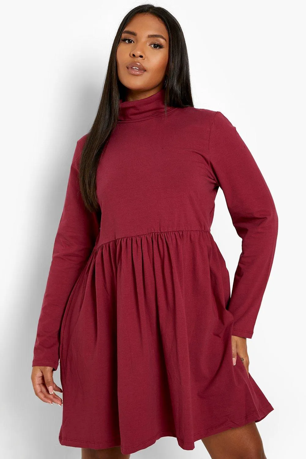 Plus Turtleneck Smock Dress