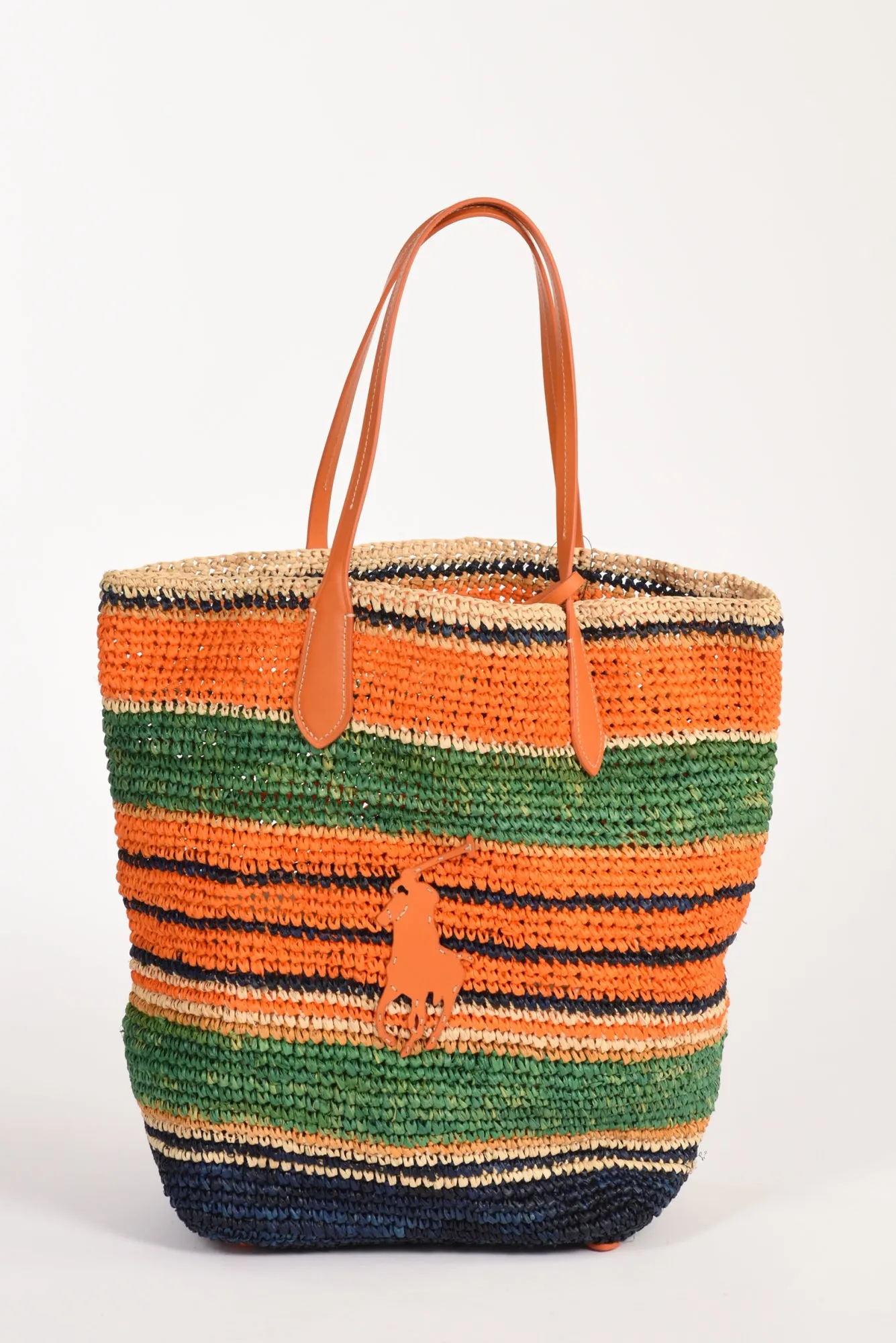 Polo Ralph Lauren Borsa Raffia Arancio/multicolor Donna