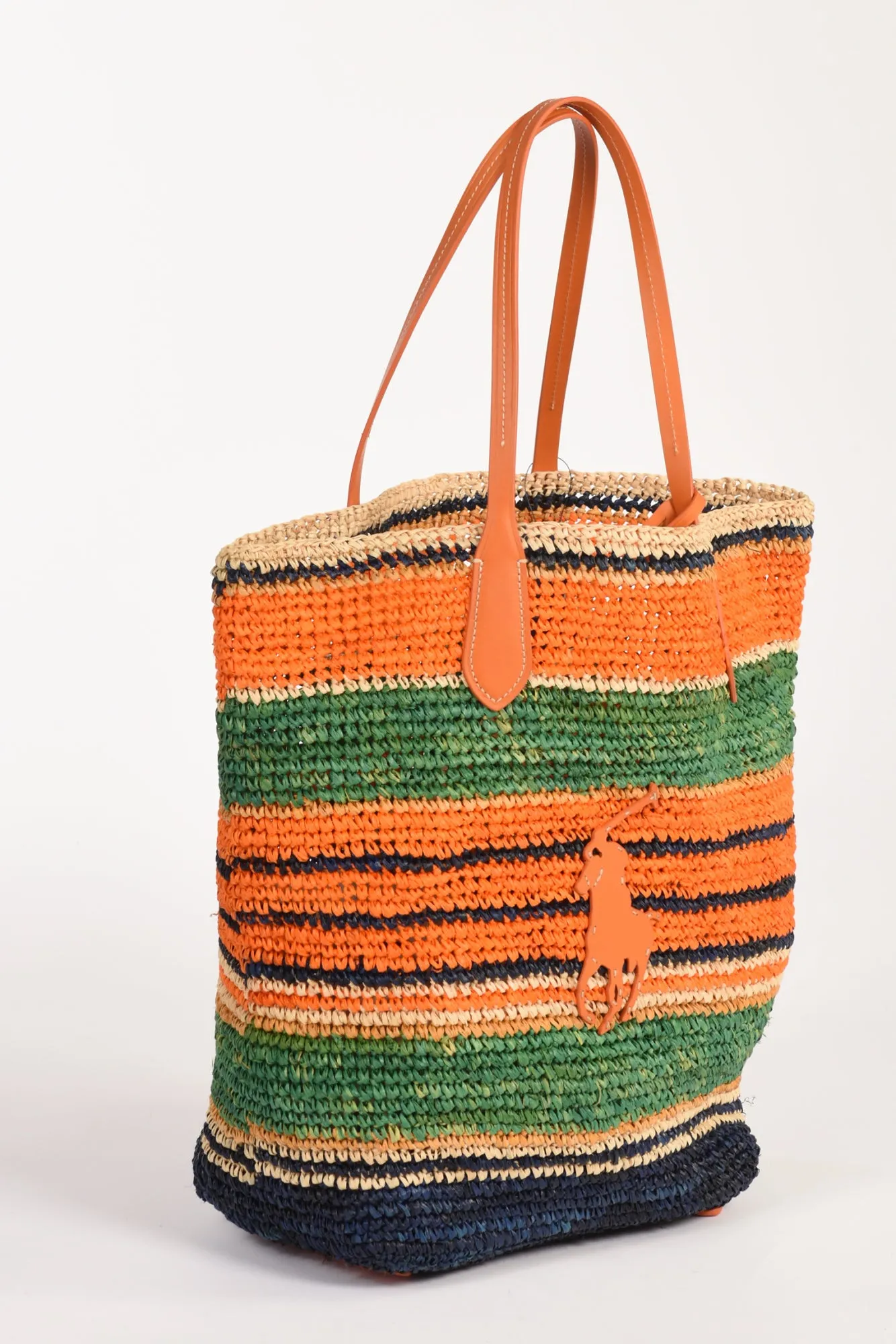 Polo Ralph Lauren Borsa Raffia Arancio/multicolor Donna