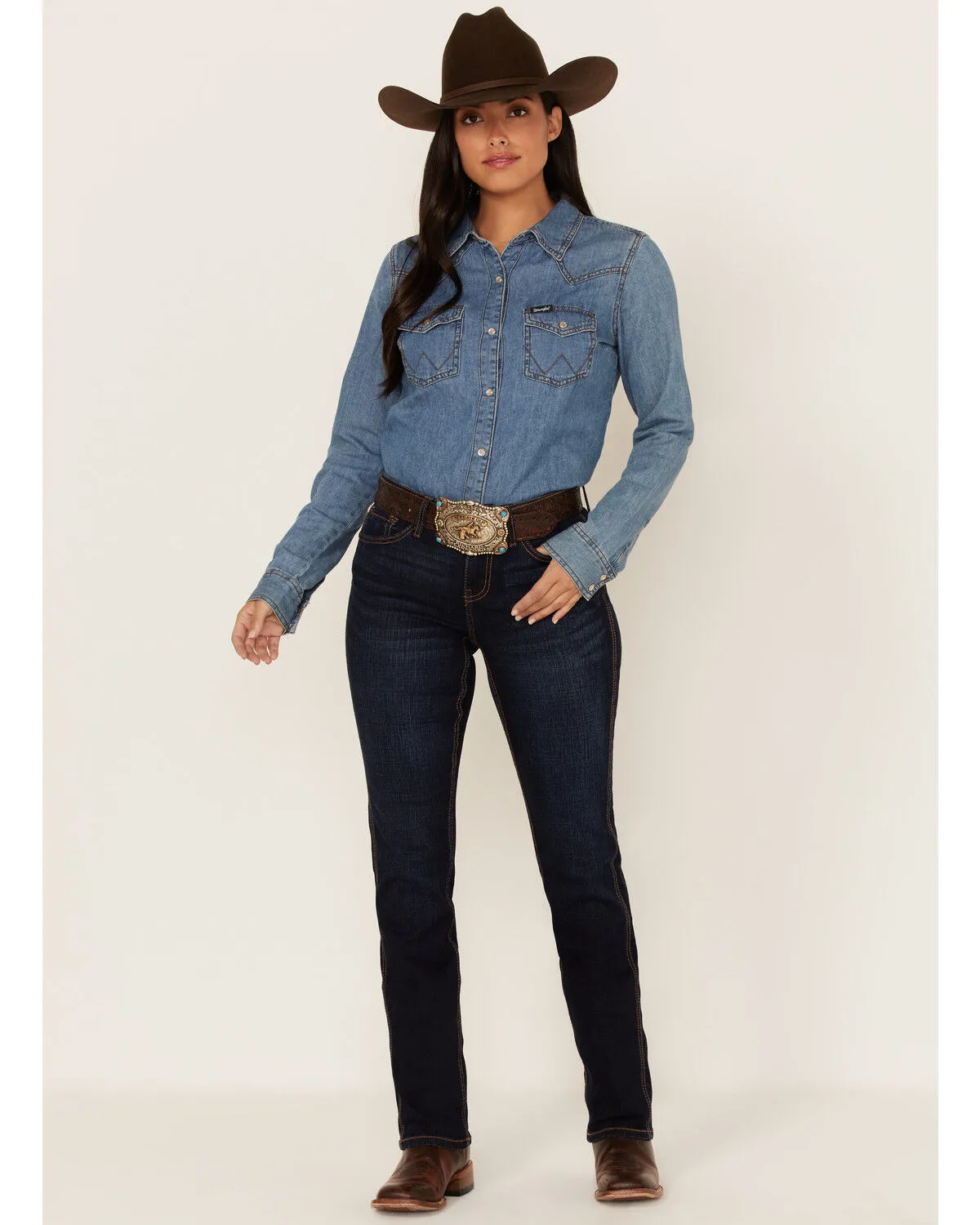 Product Name:  RANK 45® Women's Dark Wash Mid Straight Riding Jeans