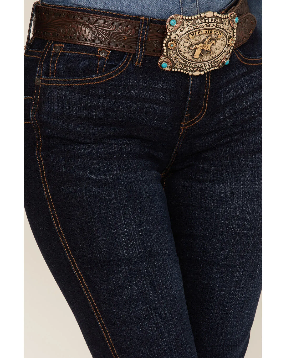 Product Name:  RANK 45® Women's Dark Wash Mid Straight Riding Jeans