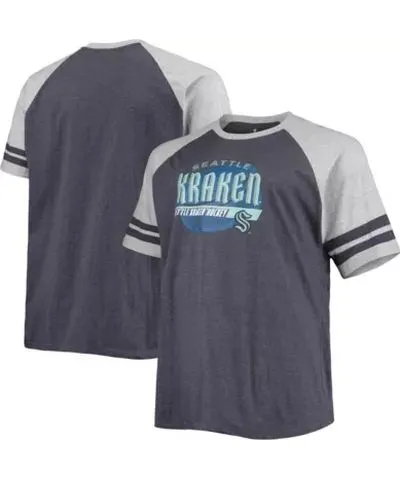 Profile Men's NHL ed Deep Sea Seattle Kraken Big & Tall Raglan T-Shirt