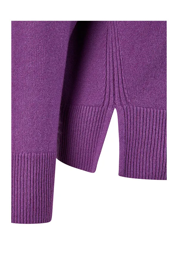 Rabe & LecomtePURPLE RIBBED TURTLENECK JUMPER