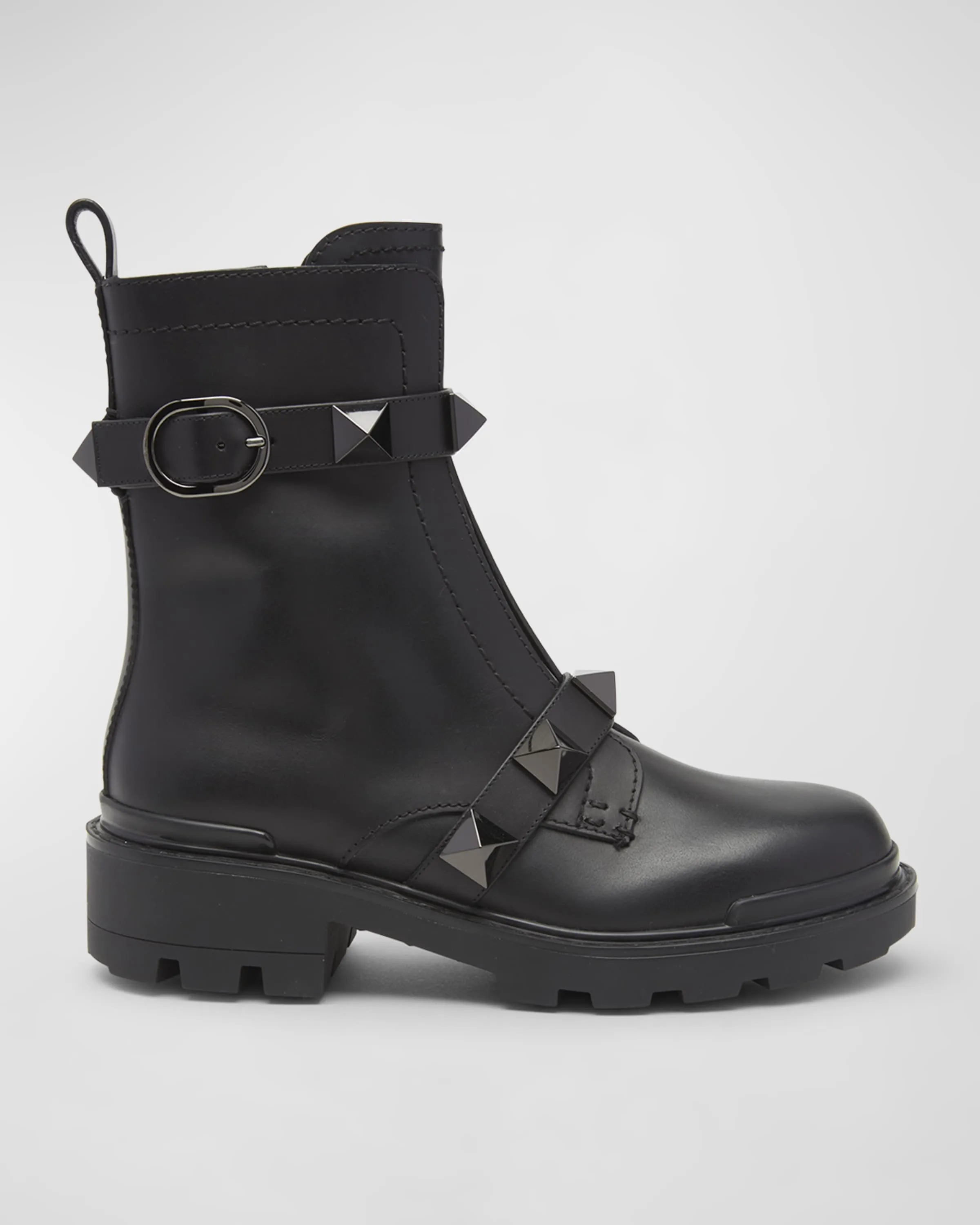 Roman Stud Zip Combat Booties