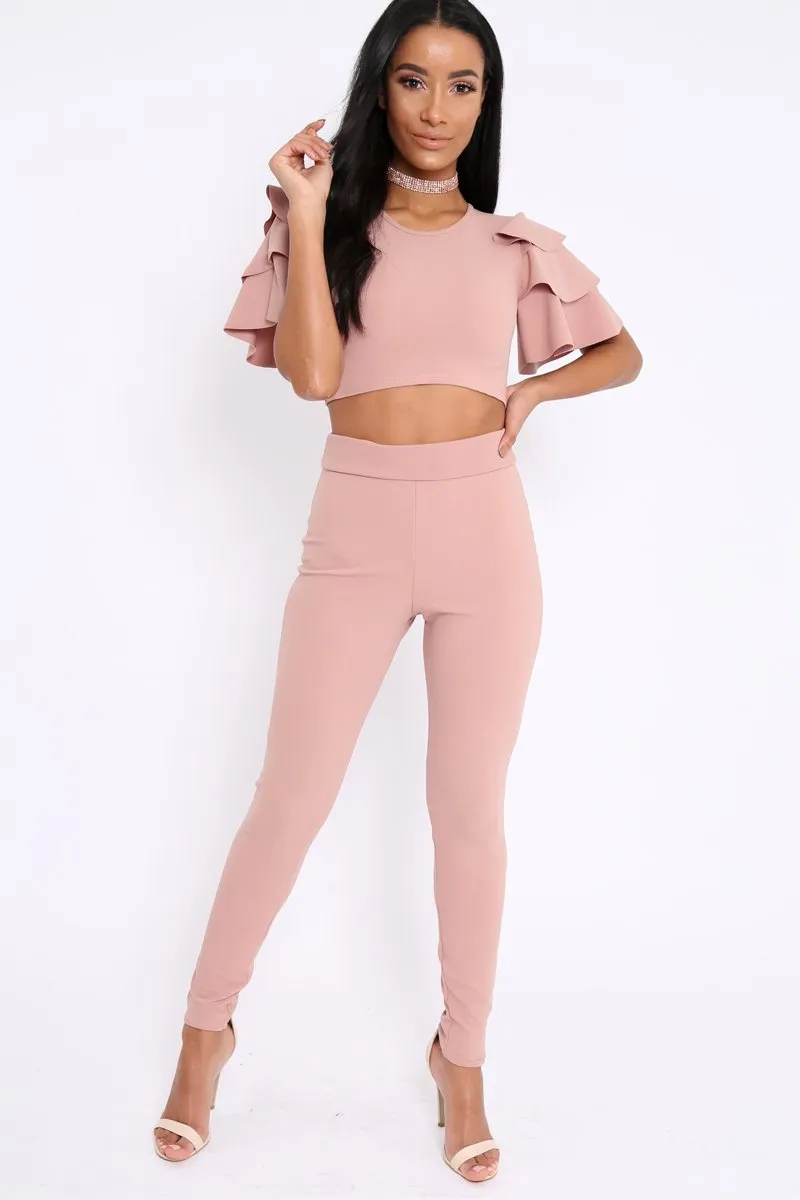 Rose Frill Sleeve Co-ord Set - Demmie