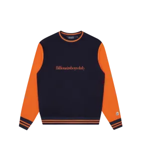 SERIF LOGO COLOURBLOCK CREWNECK - NAVY/ORANGE