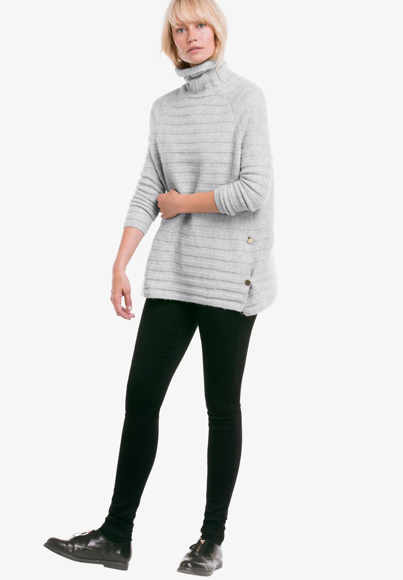 Side Button Turtleneck Sweater