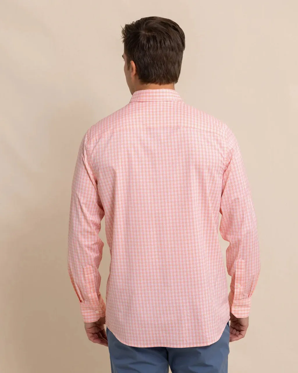 Southern Tide brrr° Intercoastal Poinsett Plaid Long Sleeve Sport Shirt: Desert Flower Coral