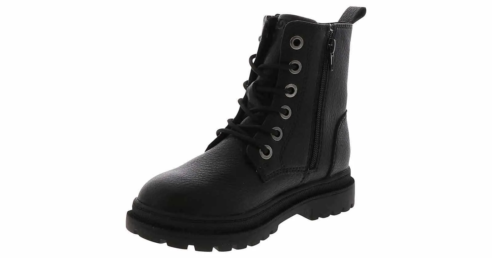 Sprox Coco Black Quilted Youth Girls' (11-4) Combat Boot