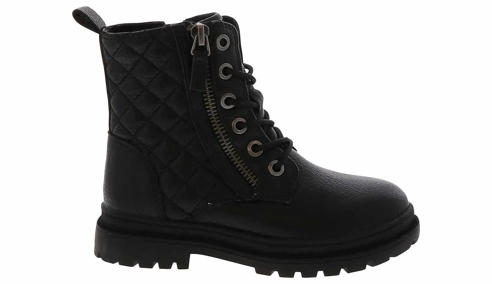 Sprox Coco Black Quilted Youth Girls' (11-4) Combat Boot