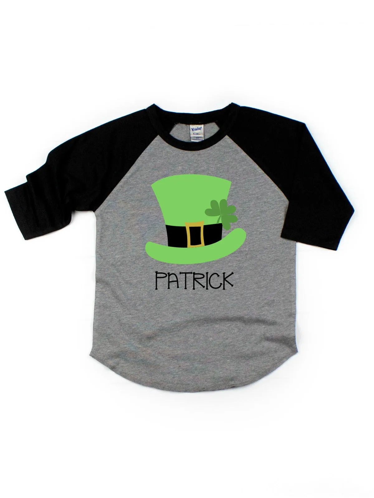 St Patty's Hat Raglan - Heather Gray & Black