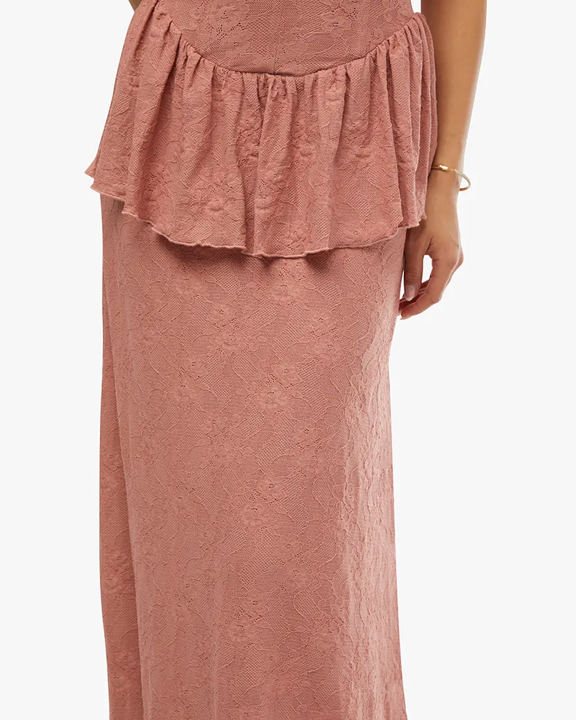 Strapless Corset Peplum Maxi Dress | Desert Sand